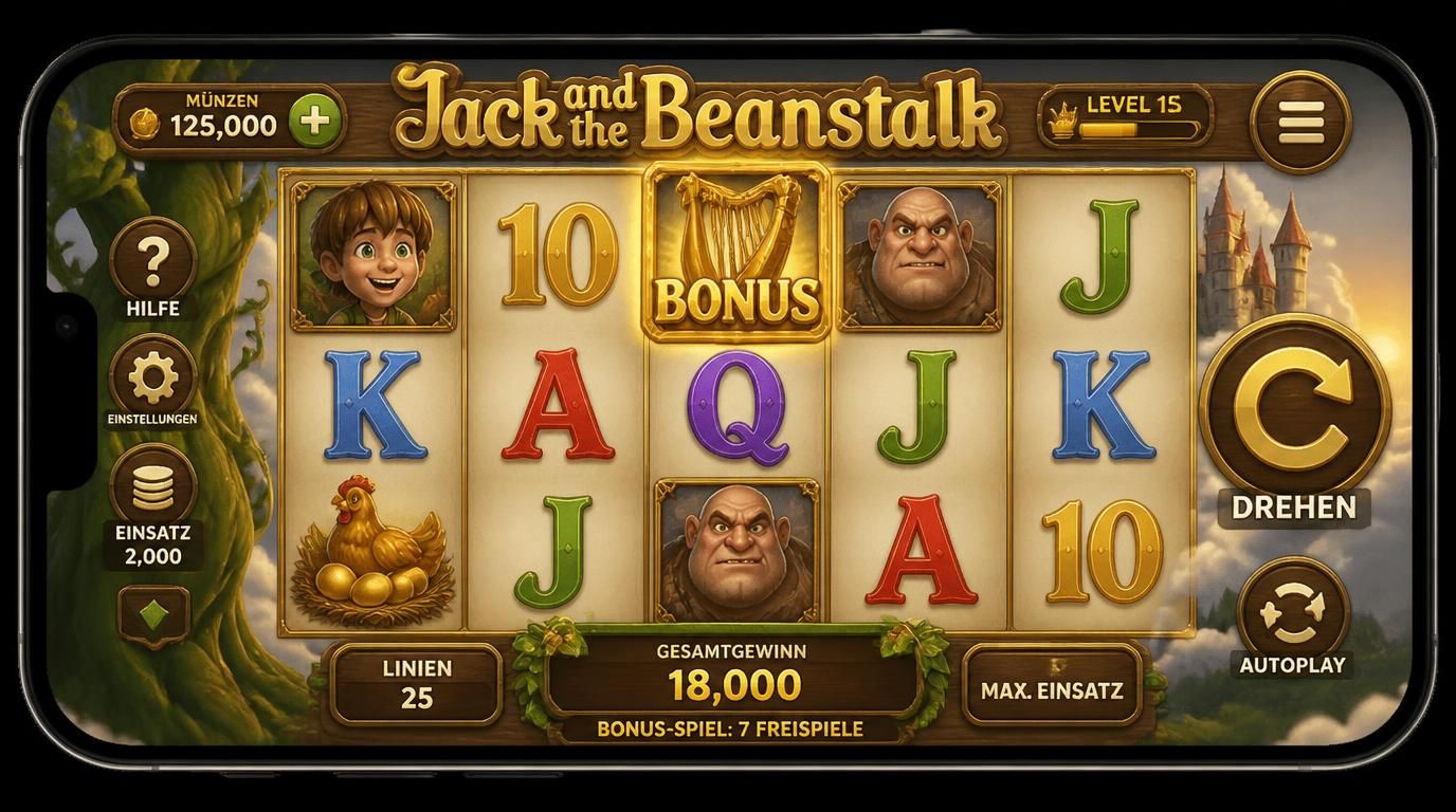 Smartphone zeigt das Slots-Spiel Johnny mit klaren Walzen und Touch-Steuerung
